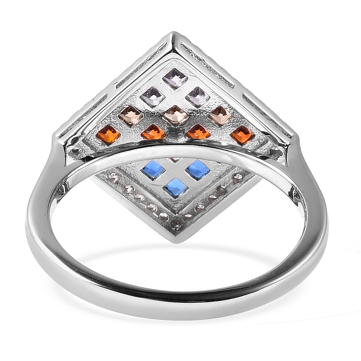 Lustro Stella - Simulated Rainbow Sapphire Ring in Platinum Overlay Sterling Silver
