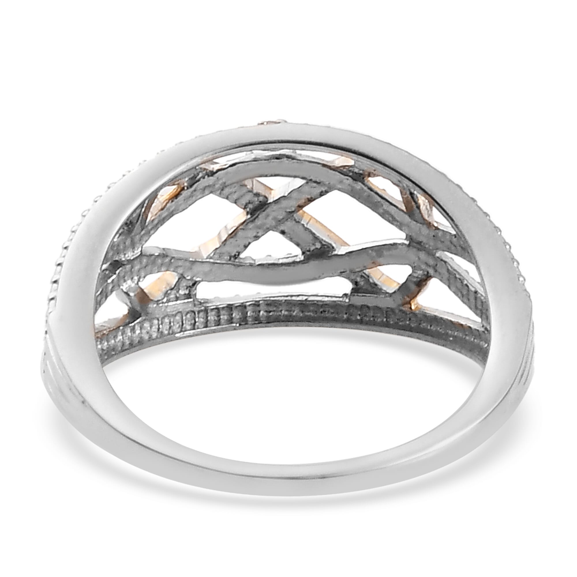 MP - Diamond Infinity Ring in Yellow Gold and Platinum Overlay Sterling Silver