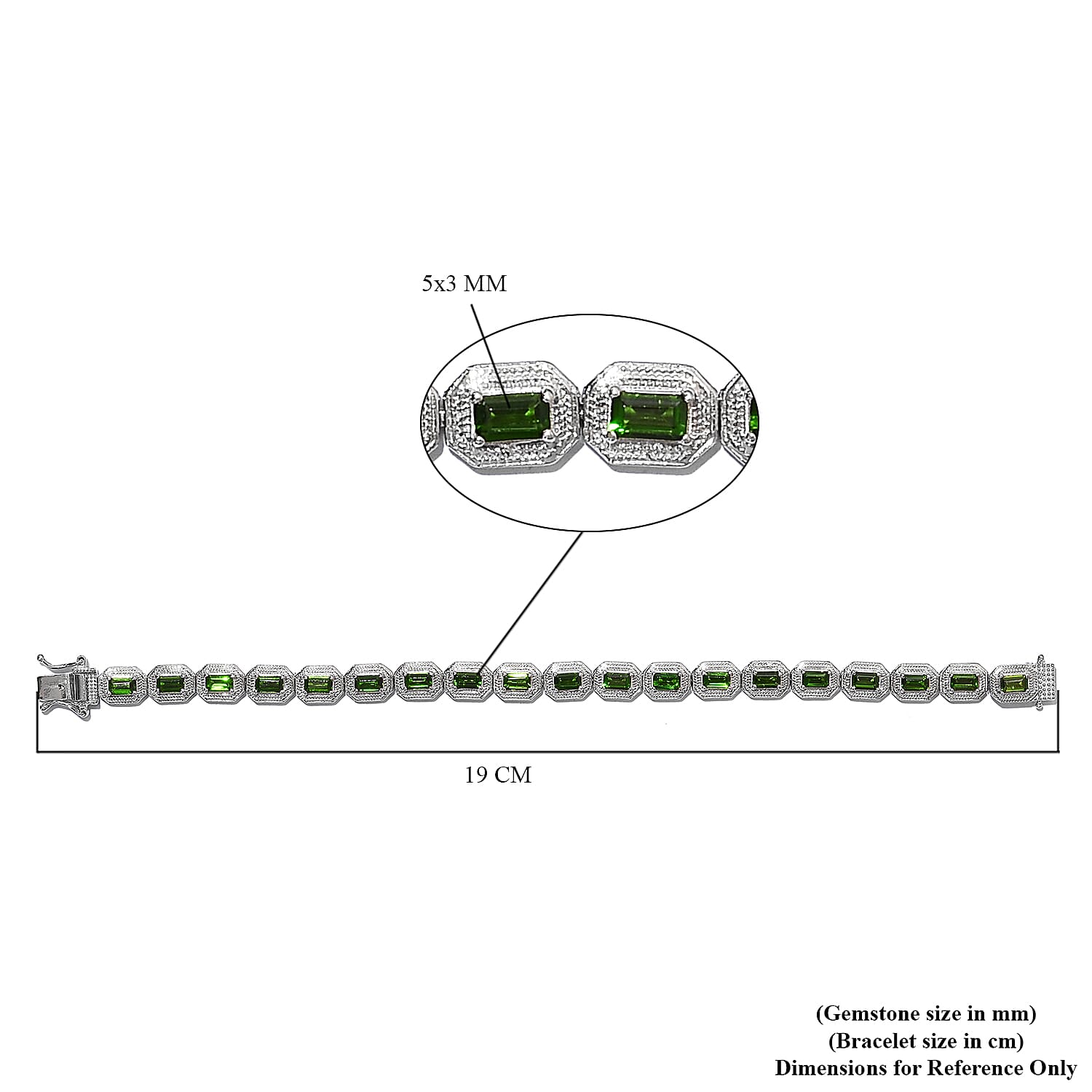 Russian Diopside Platinum Overlay Sterling Silver Bracelet (Size 7)