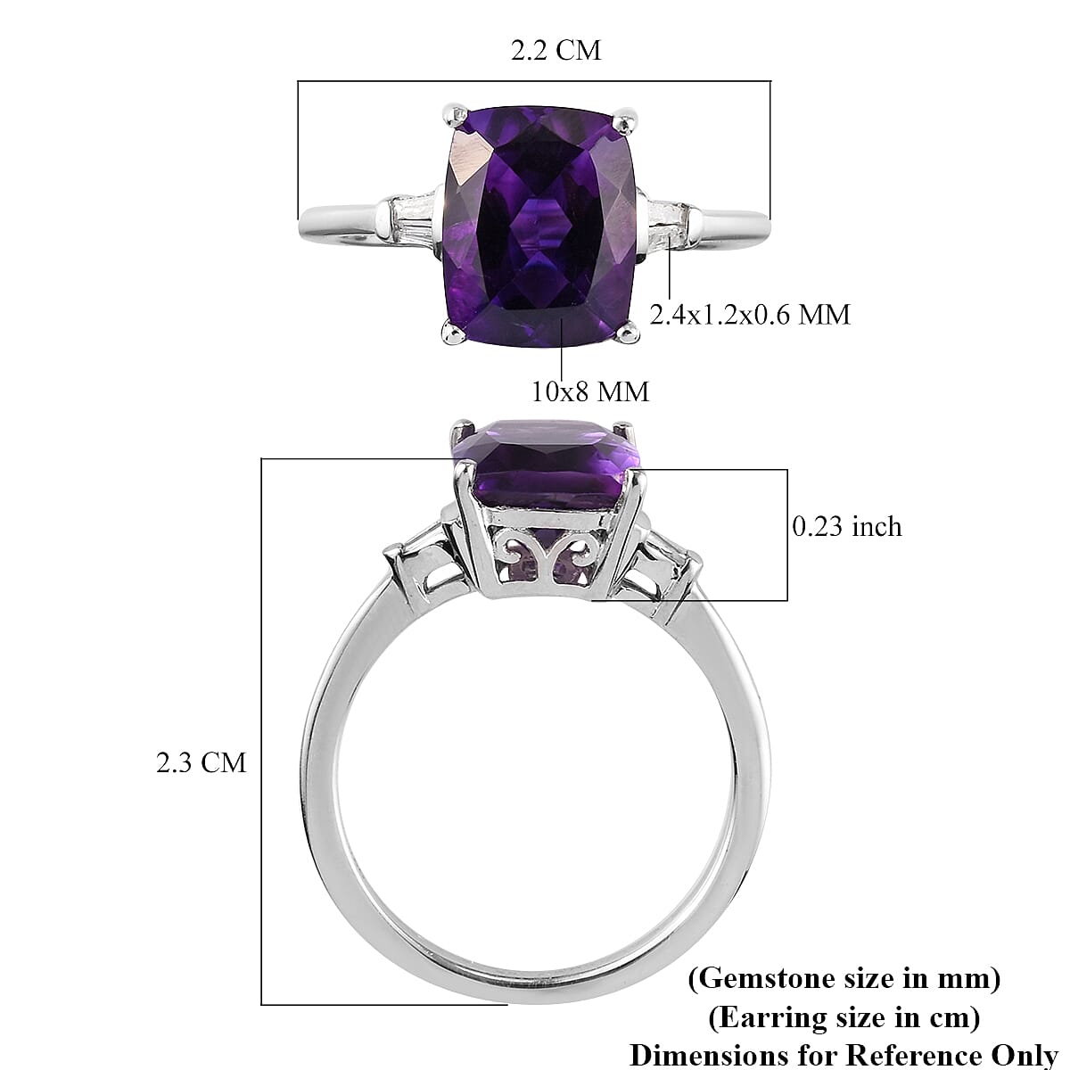 Moroccan Amethyst and Diamond Ring in Platinum Overlay Sterling Silver 3.04 Ct.