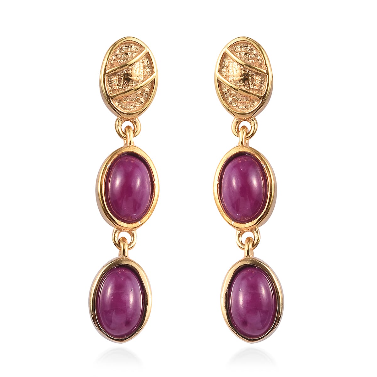John Saul Ruby Dangle Earrings (with Push Back) in 14K Gold Overlay Sterling Silver 3.00 Ct.