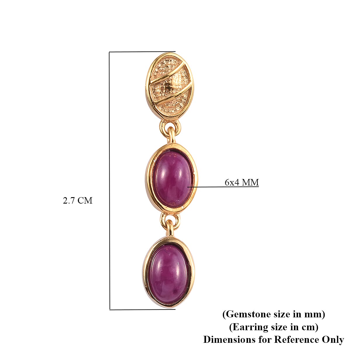 John Saul Ruby Dangle Earrings (with Push Back) in 14K Gold Overlay Sterling Silver 3.00 Ct.