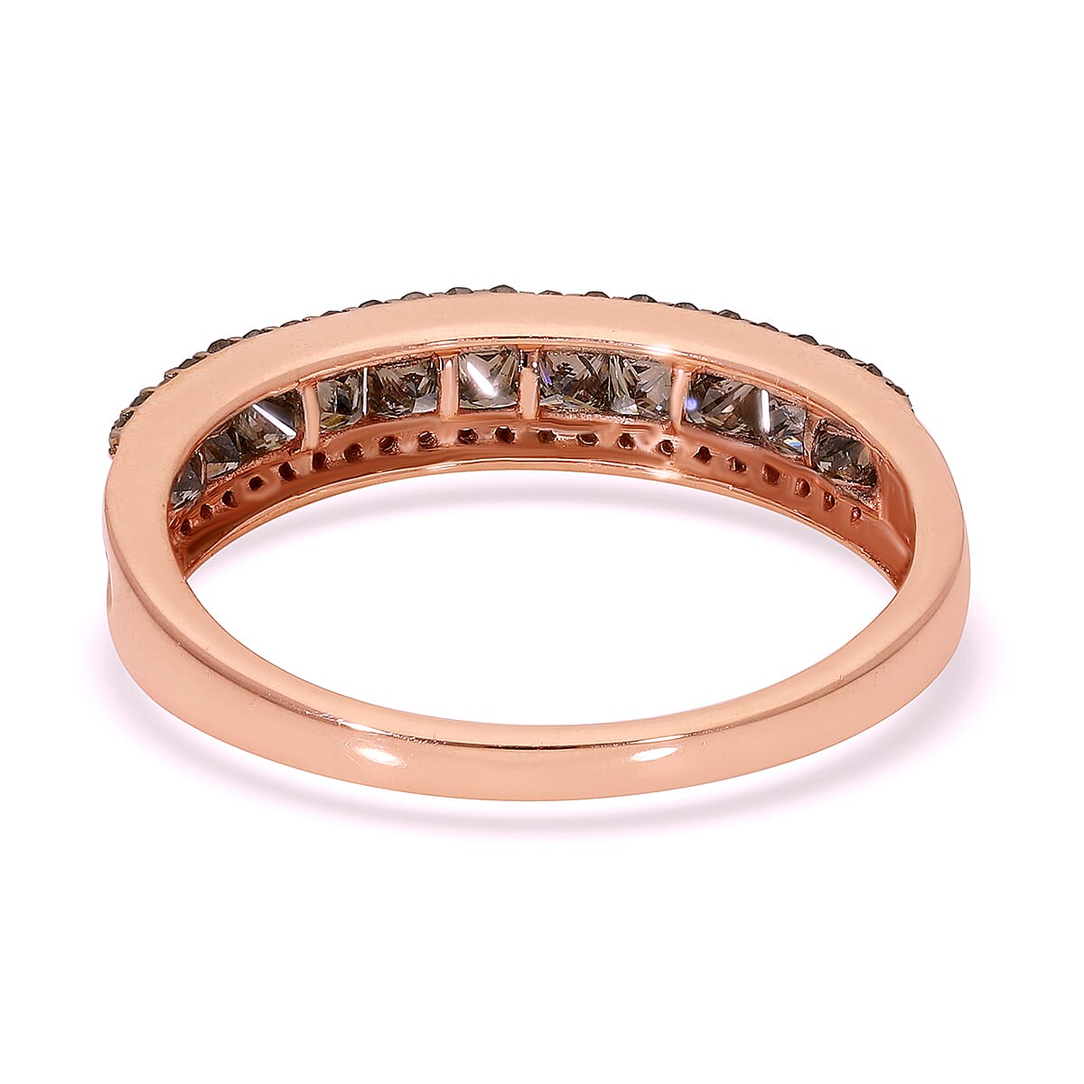9K Rose Gold SGL Certified Natural Champagne Diamond (I3) Band Ring 1.00 Ct.