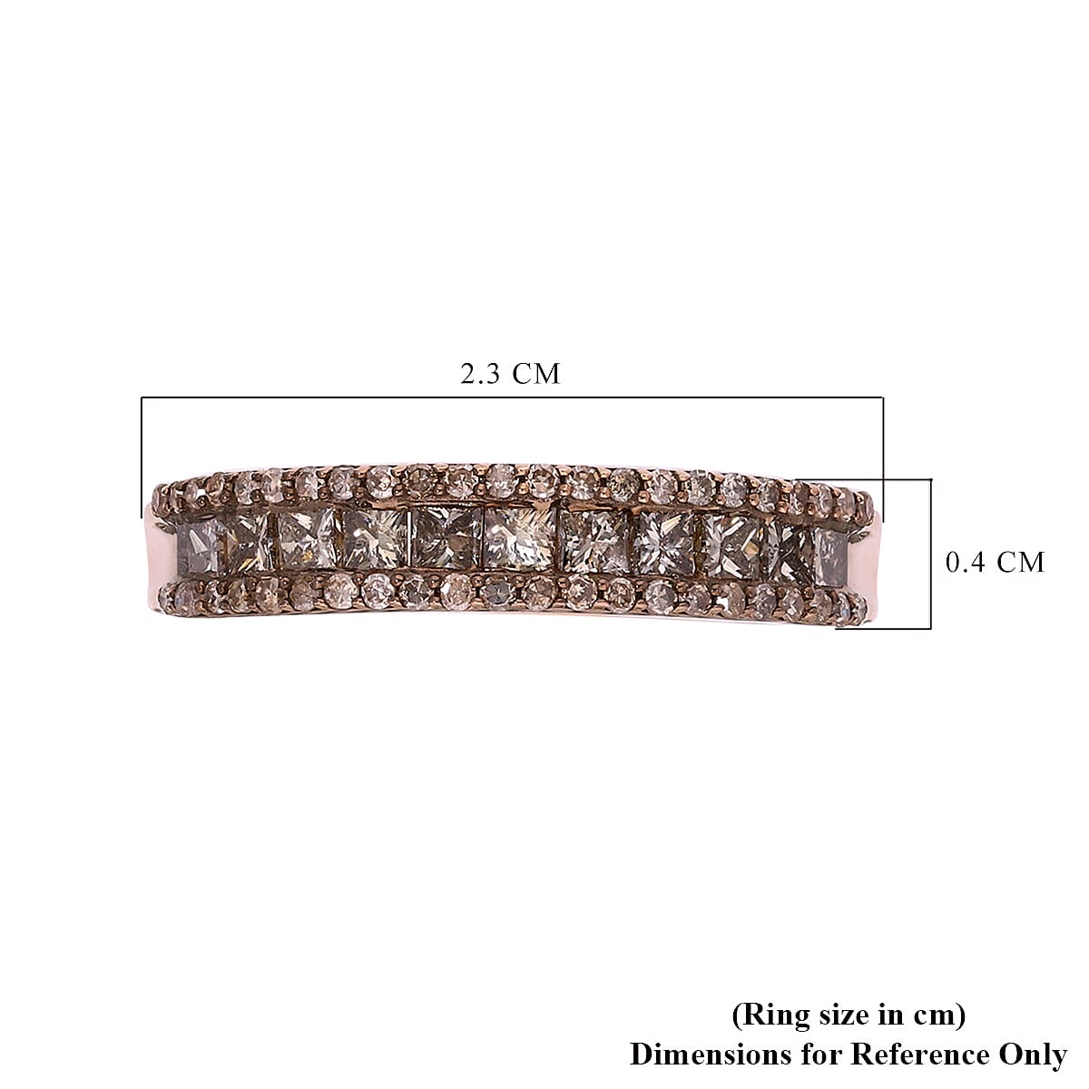 9K Rose Gold SGL Certified Natural Champagne Diamond (I3) Band Ring 1.00 Ct.