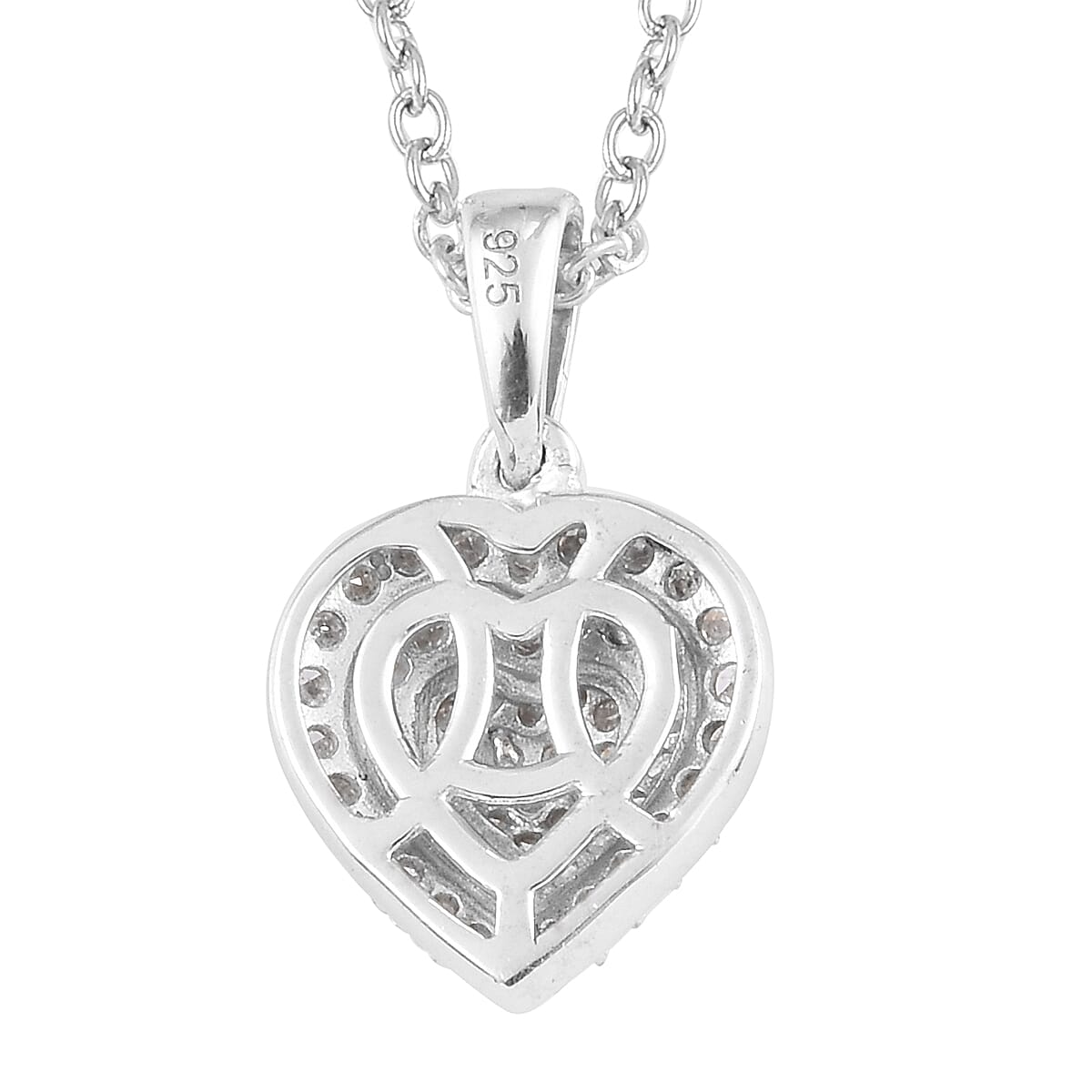 Diamond Pendant and Chain (Size 18) in Platinum Overlay Sterling Silver 0.50 Ct.