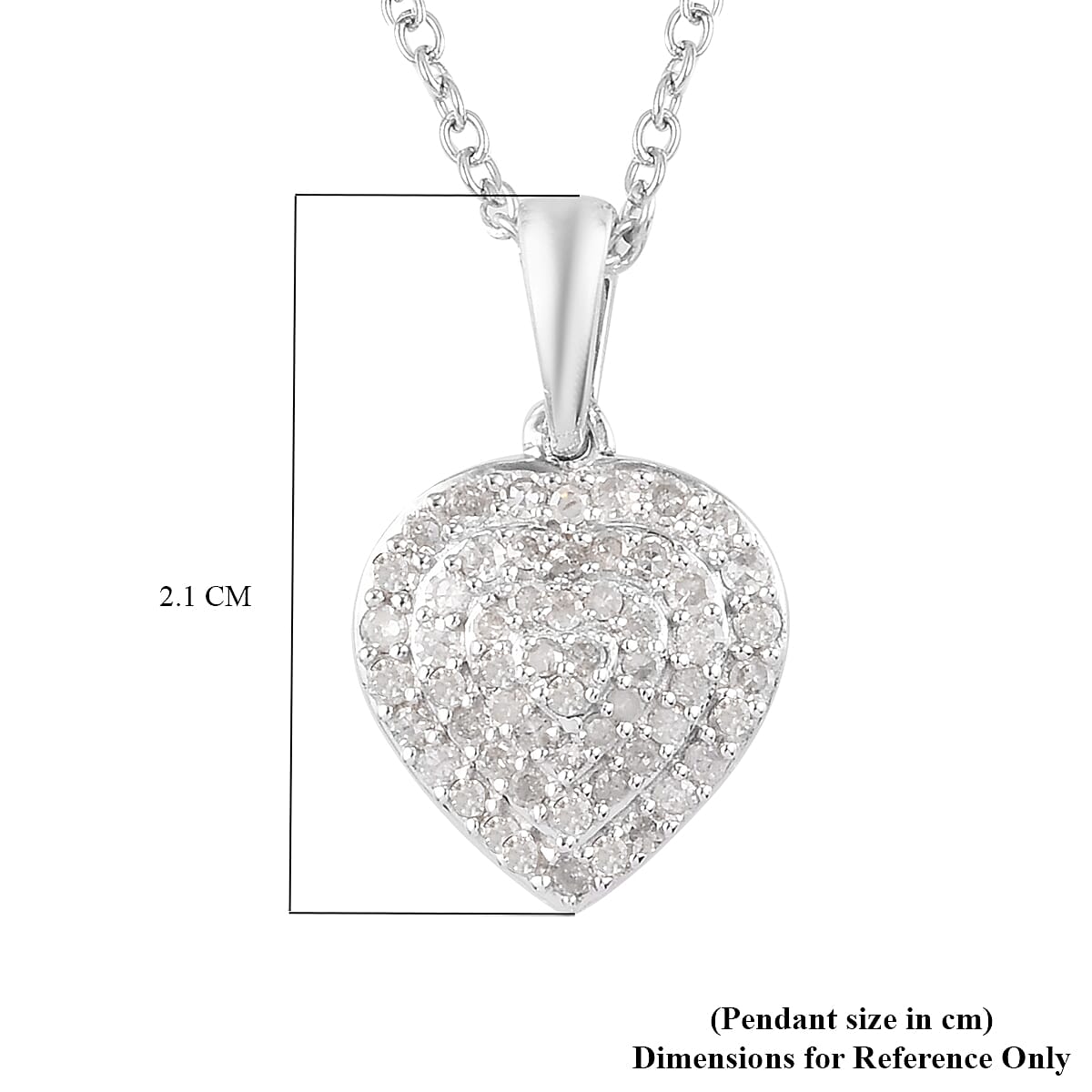 Diamond Pendant and Chain (Size 18) in Platinum Overlay Sterling Silver 0.50 Ct.