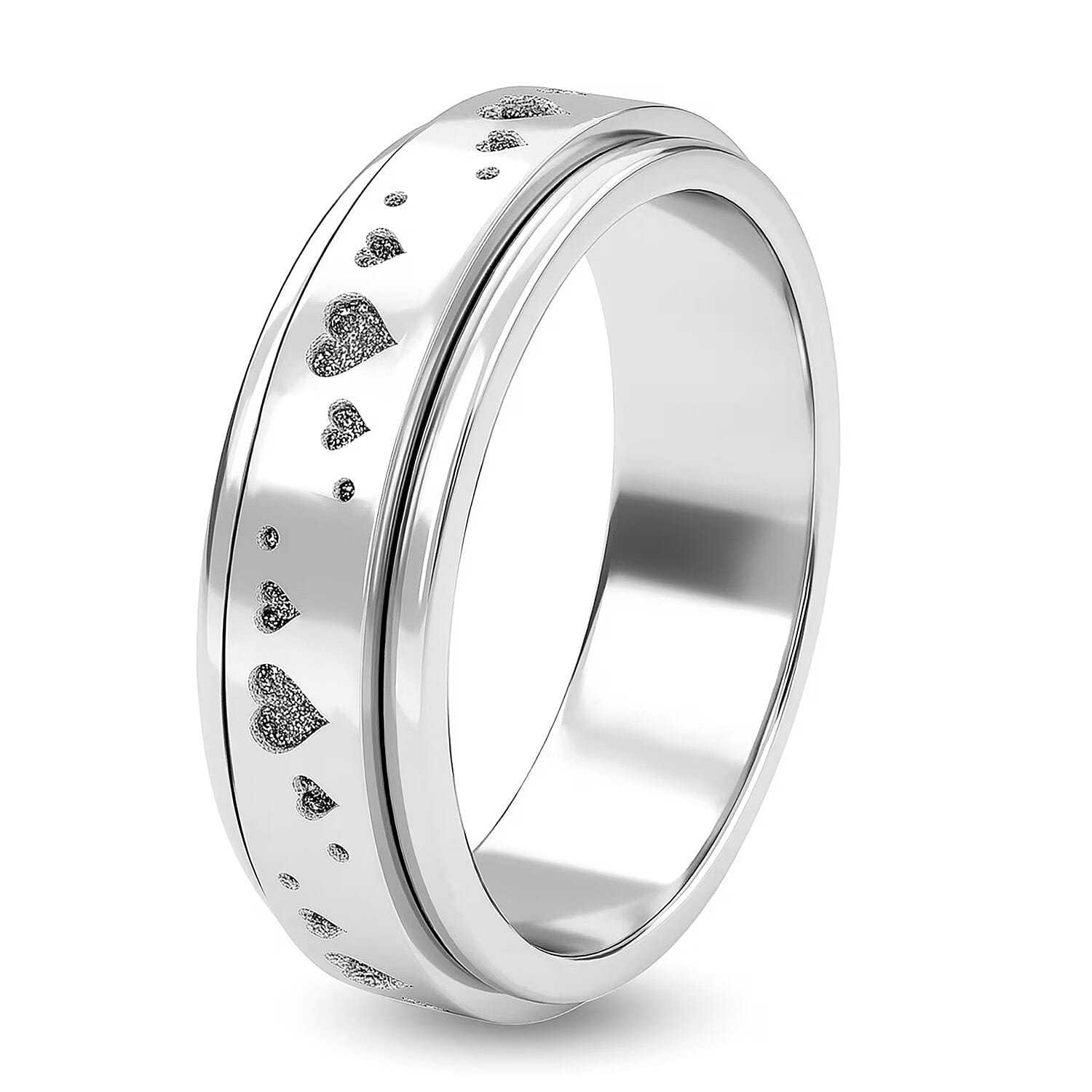 Sterling Silver Fidget Spinner Band Anxiety Stress Reliever Ring for Men and Women