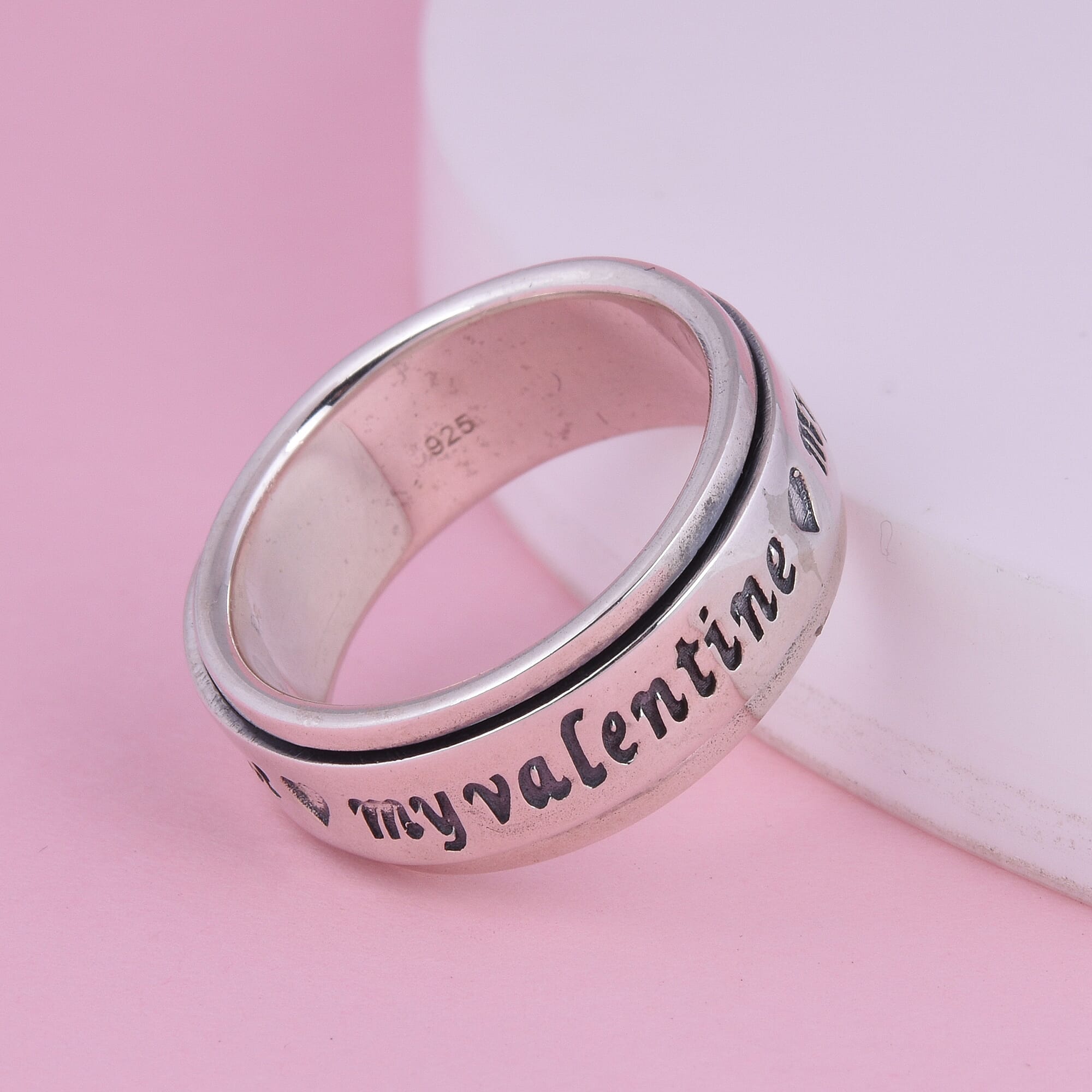 Sterling Silver Stackable My-Valentine Engraved Ring