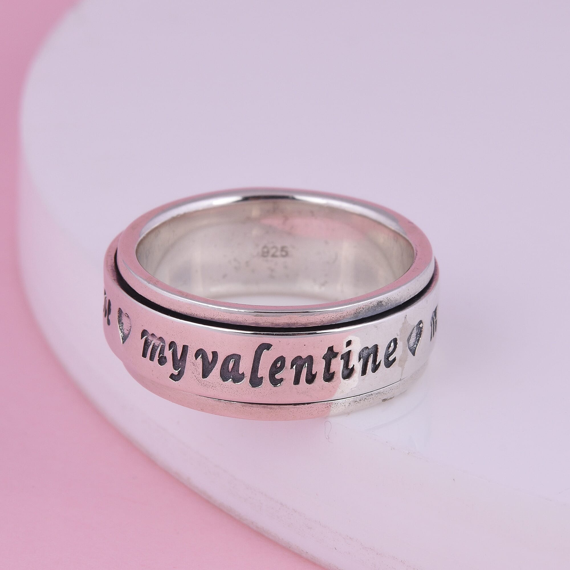 Sterling Silver Stackable My-Valentine Engraved Ring
