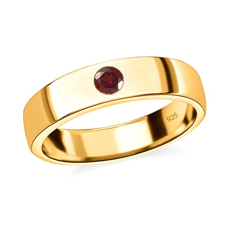 Mozambique Garnet Band Ring in 14K Gold Overlay Sterling Silver