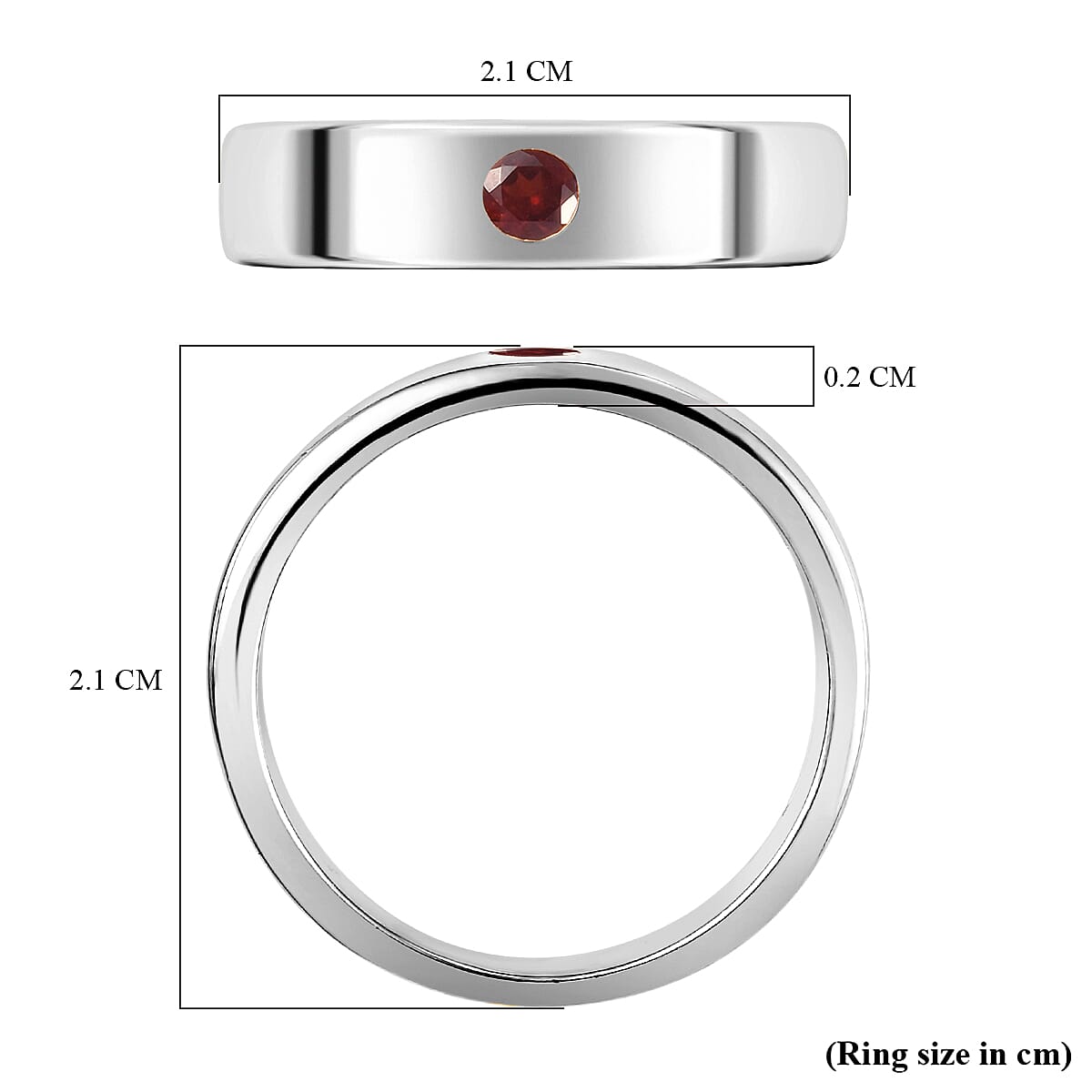 Mozambique Garnet Band Ring in Platinum Overlay Sterling Silver