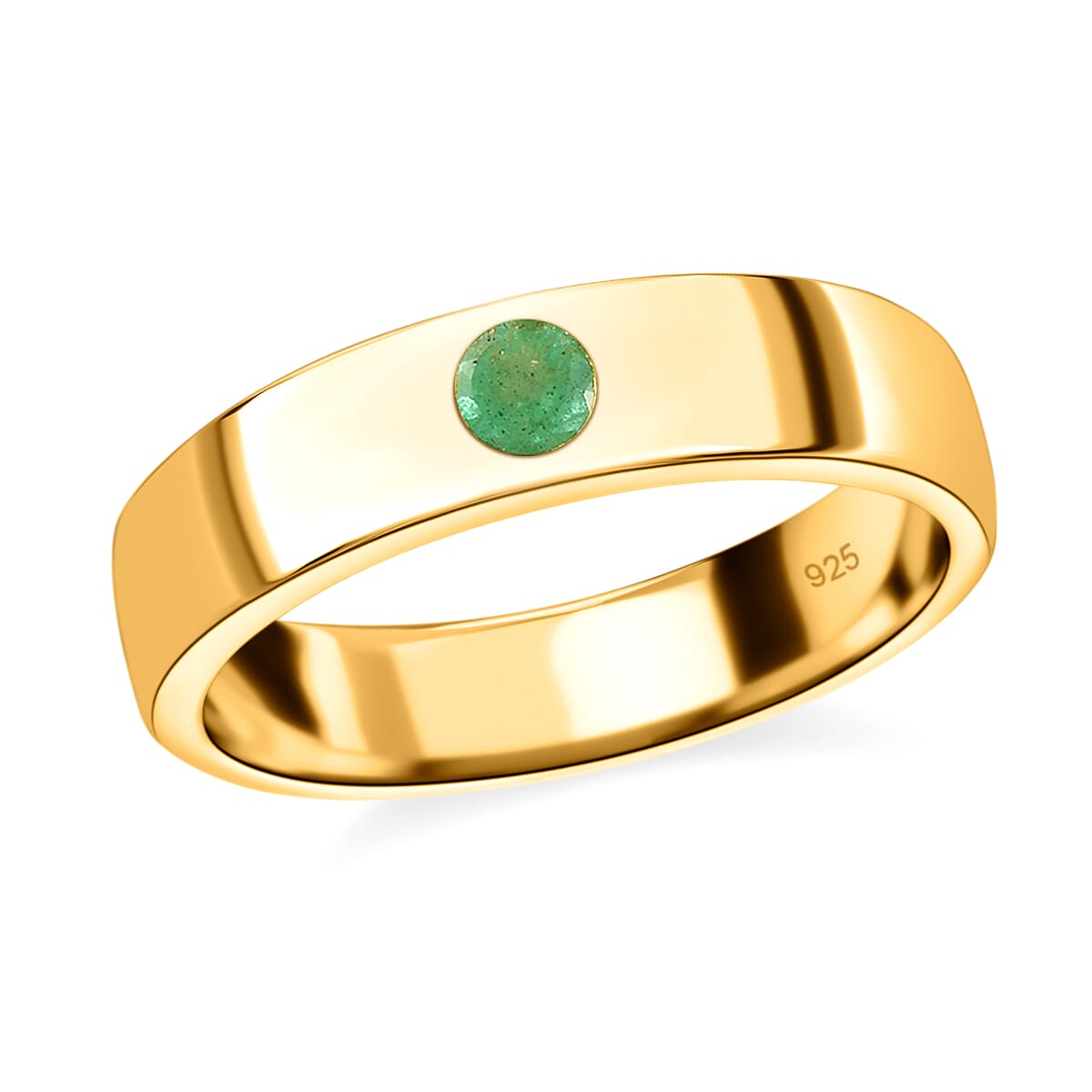 Emerald Band Ring in 14K Gold Overlay Sterling Silver