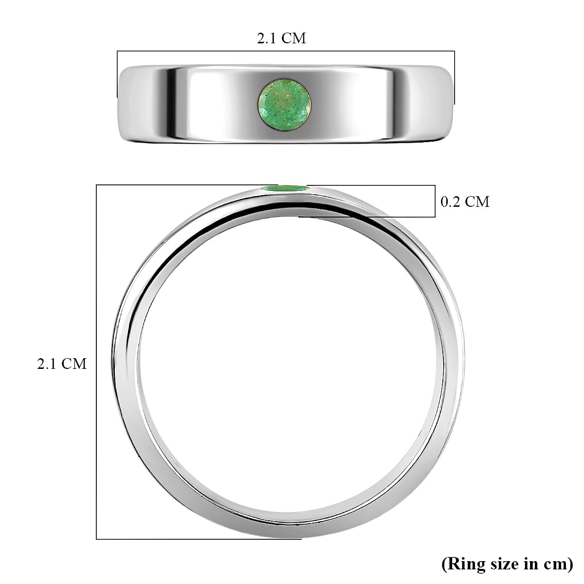 Kagem Zambian Emerald Band Ring in Platinum Overlay Sterling Silver