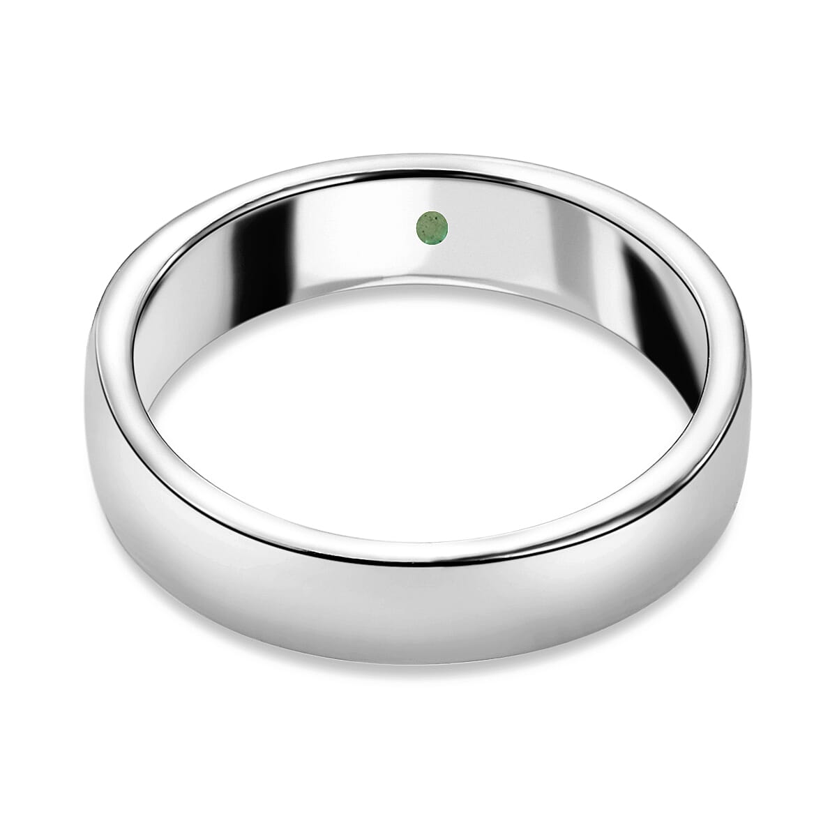 Kagem Zambian Emerald Band Ring in Platinum Overlay Sterling Silver