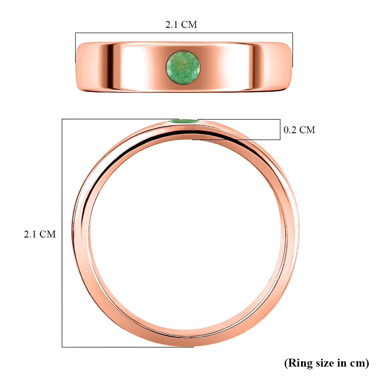 Emerald Band Ring in Rose Gold Overlay Sterling Silver