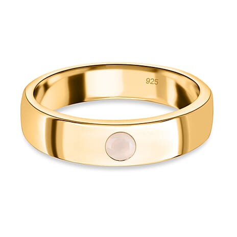 Sri Lankan White Moonstone Band Ring in 14K Gold Overlay Sterling Silver