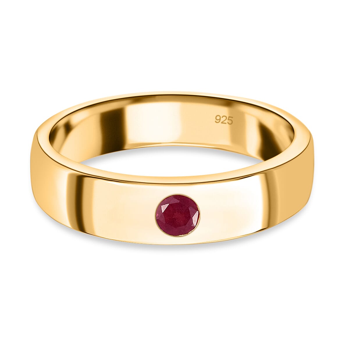 African Ruby (FF) Band Ring in 14K Gold Overlay Sterling Silver
