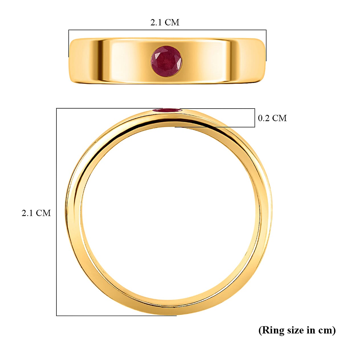 African Ruby (FF) Band Ring in 14K Gold Overlay Sterling Silver