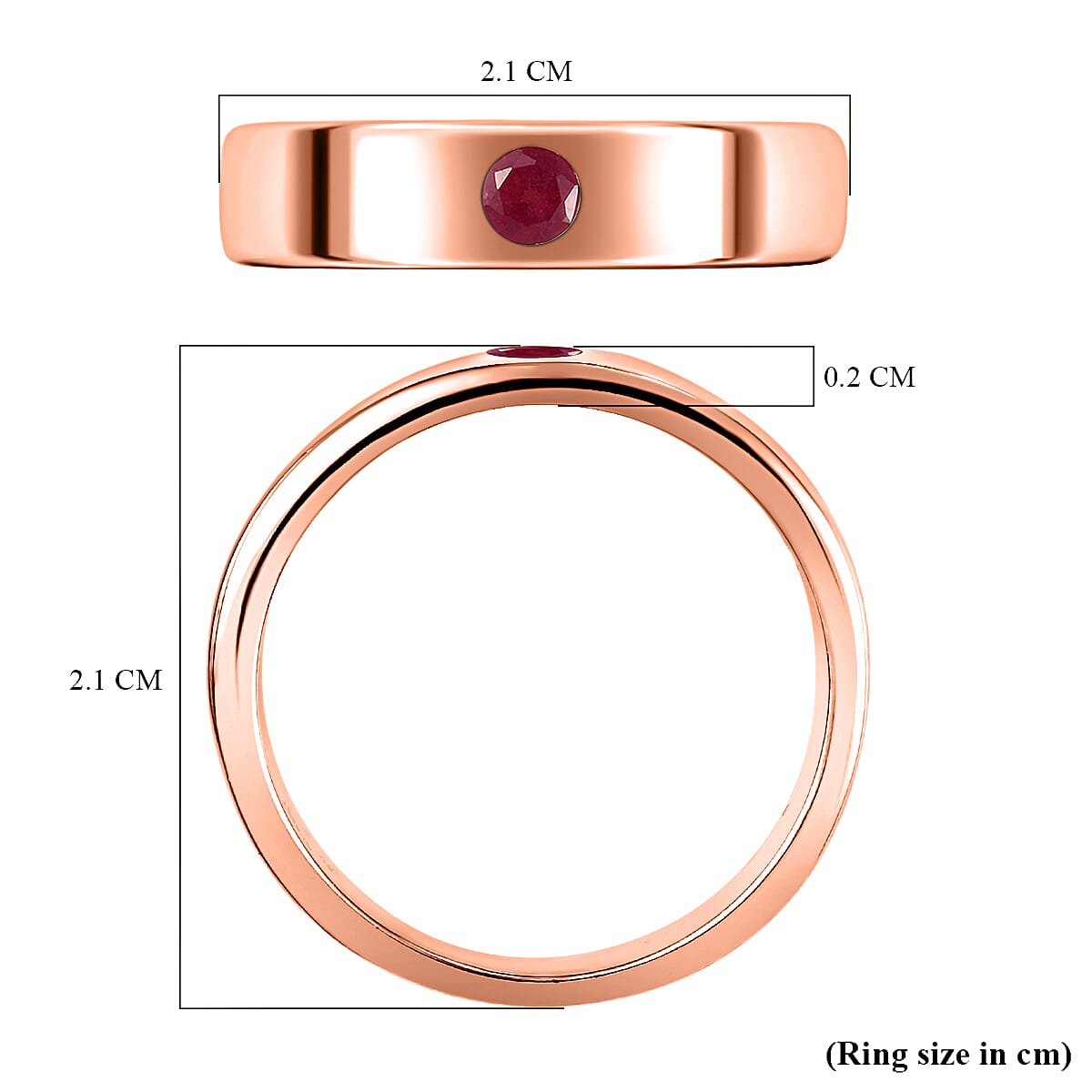 African Ruby (FF) Band Ring in Rose Gold Overlay Sterling Silver