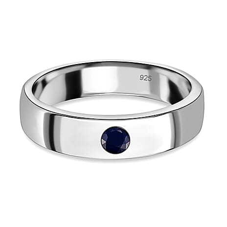 Masoala Sapphire (FF) Band Ring in Platinum Overlay Sterling Silver