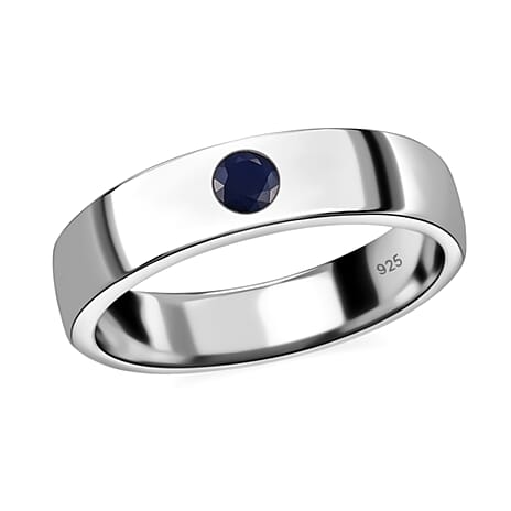 Masoala Sapphire (FF) Band Ring in Platinum Overlay Sterling Silver