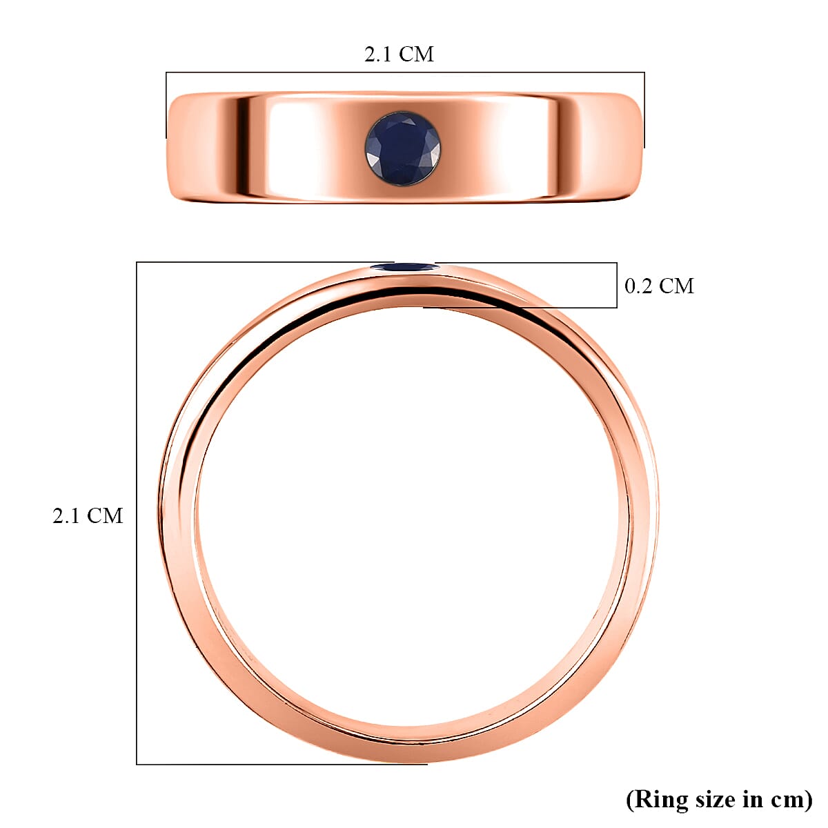 Masoala Sapphire (FF) Band Ring in Rose Gold Overlay Sterling Silver