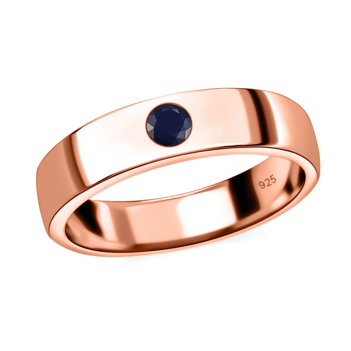 Masoala Sapphire (FF) Band Ring in Rose Gold Overlay Sterling Silver
