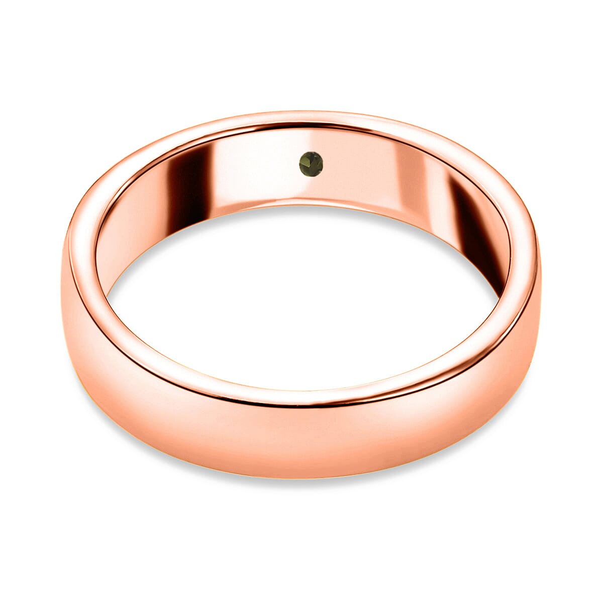 Green Tourmaline Band Ring in Rose Gold Overlay Sterling Silver