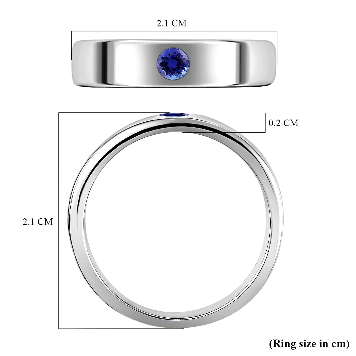 Tanzanite Ring in Platinum Overlay Sterling Silver