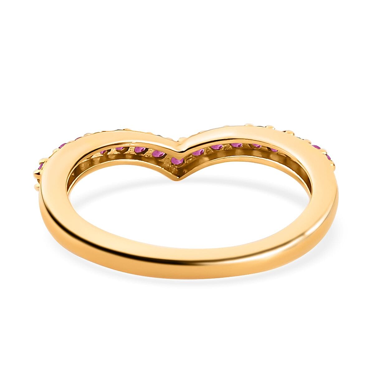 African Ruby (FF) Wishbone Ring in 14K Gold Overlay Sterling Silver