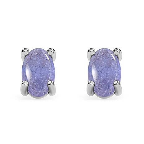 Tanzanite Solitaire Stud Earrings (with Push Back) in Sterling Silver 1.50 Ct.