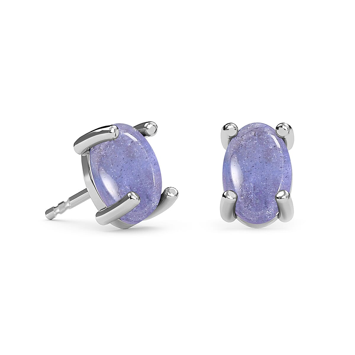 Tanzanite Solitaire Stud Earrings (with Push Back) in Sterling Silver 1.50 Ct.