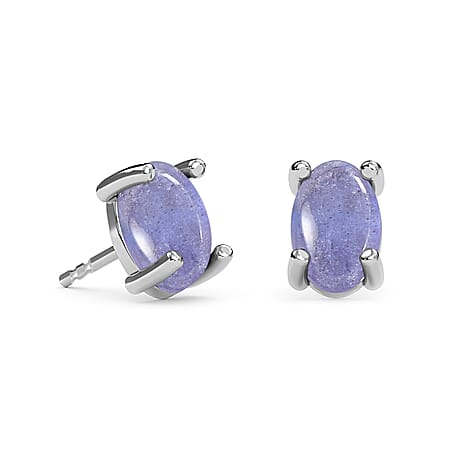 Tanzanite Solitaire Stud Earrings (with Push Back) in Sterling Silver 1.50 Ct.