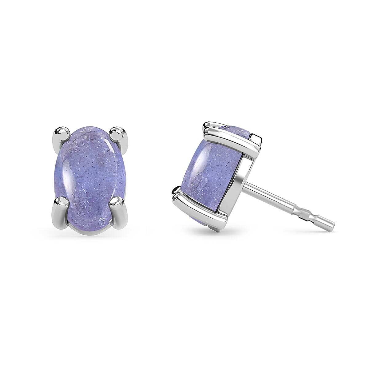 Tanzanite Solitaire Stud Earrings (with Push Back) in Sterling Silver 1.50 Ct.