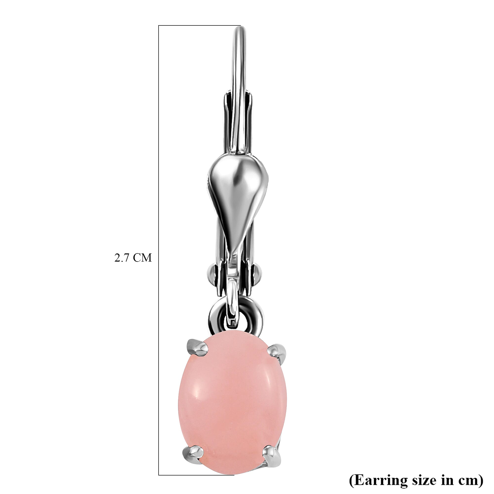 Peruvian Pink Opal Lever Back Earrings in Sterling Silver 1.34 Ct.