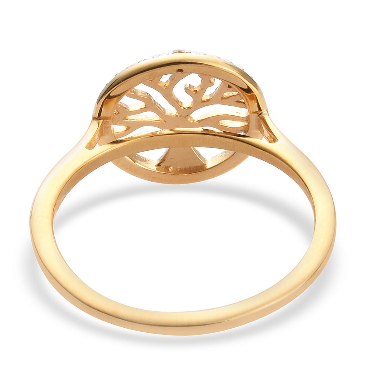 Diamond Tree of Life Ring in 14K Gold Overlay Sterling Silver