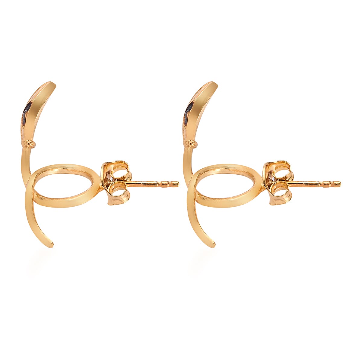 Designer Inspired - 14K Gold and Black Overlay Sterling Silver Serpent Earrings (with Push Back)