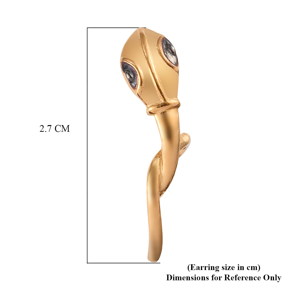 Designer Inspired - 14K Gold and Black Overlay Sterling Silver Serpent Earrings (with Push Back)