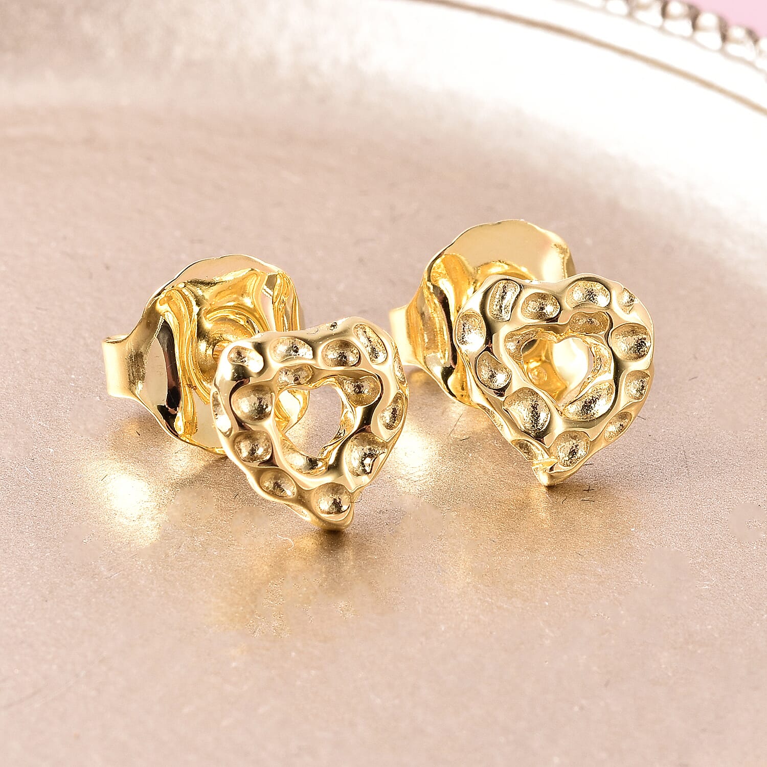 RACHEL GALLEY Yellow Gold Overlay Sterling Silver Heart Stud Earrings