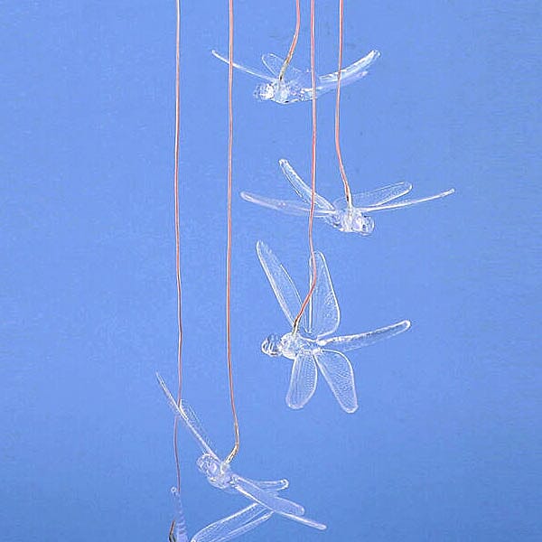 Solar Blue & Red Butterfly LED Wind Chime (Size 65x12.5 cm)
