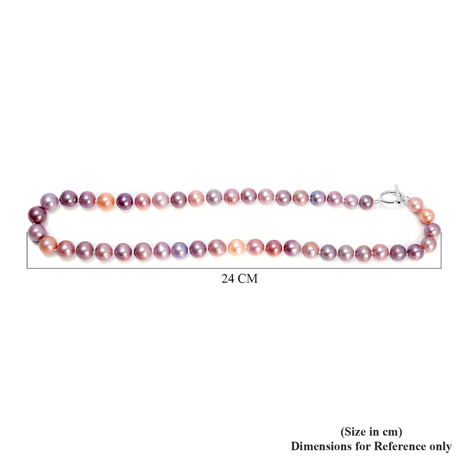 Multi Colour Edison Pearl Necklace (Size 20) in Rhodium Overlay Sterling Silver