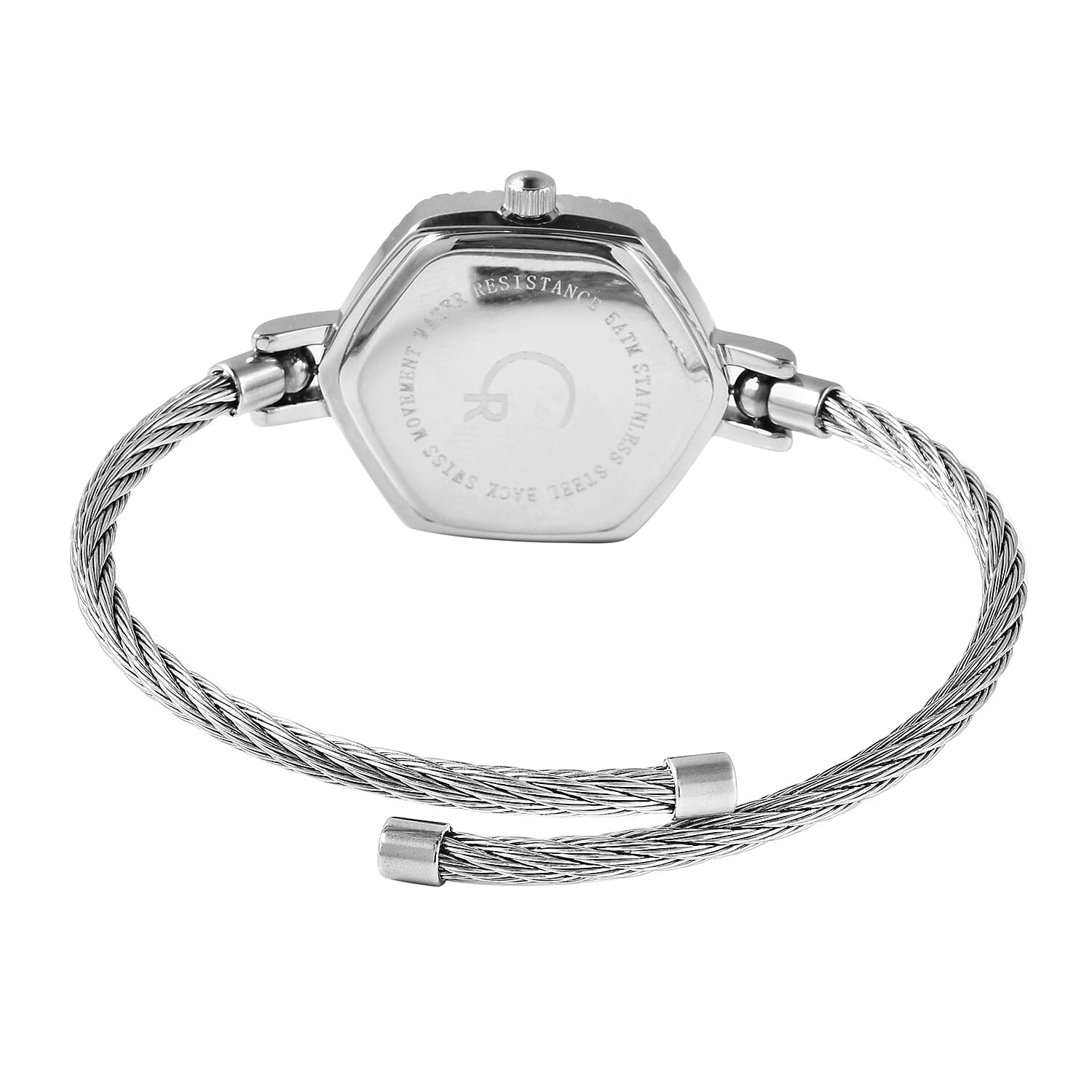 RACHEL GALLEY Swiss Movement 5ATM Water Resistant Lattice Design Abalone Shell Dial Bangle Watch (Size 6.5-7) in Stainless Steel