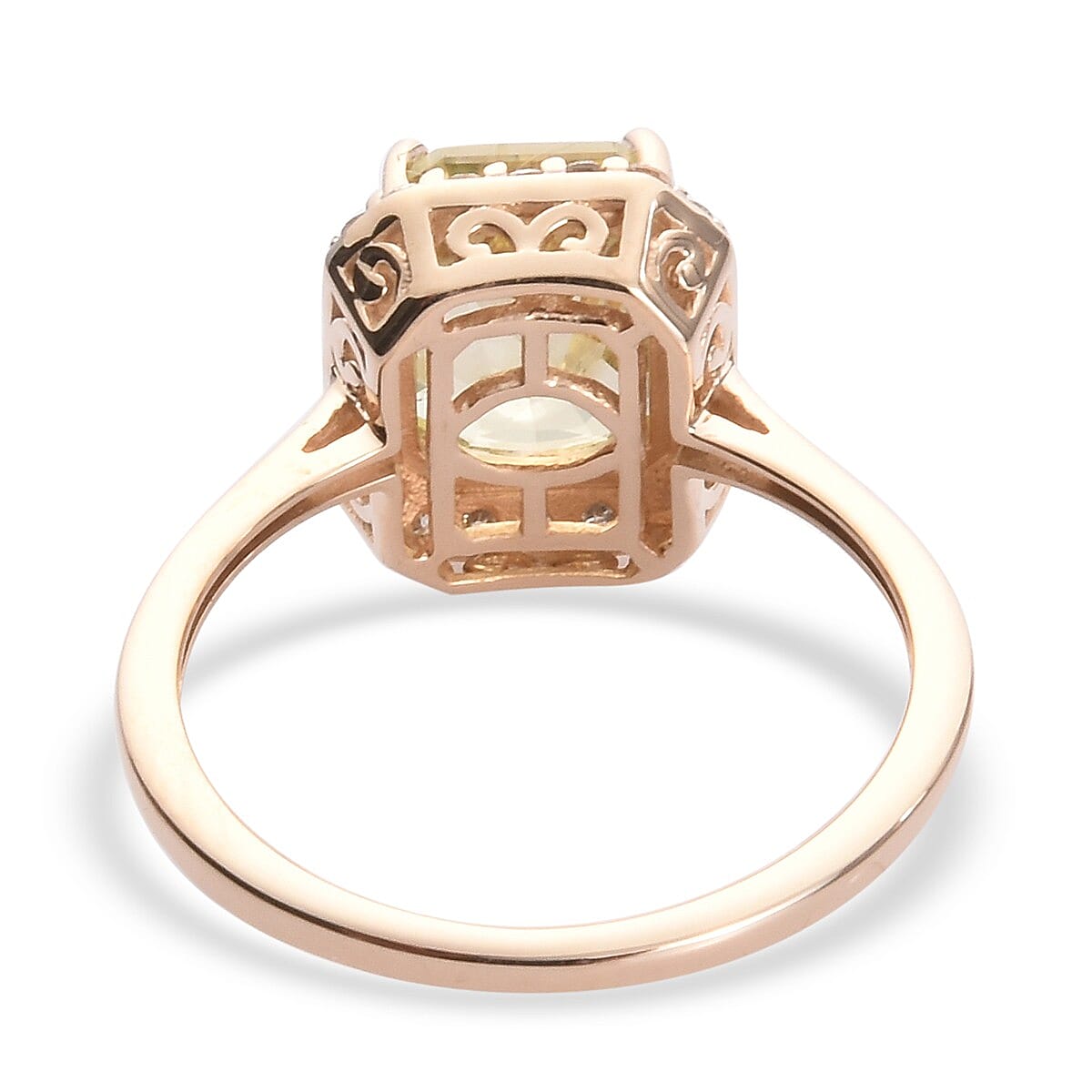 9K Yellow Gold Very Rare Hiddenite and Diamond Halo Ring 3.10 Ct.