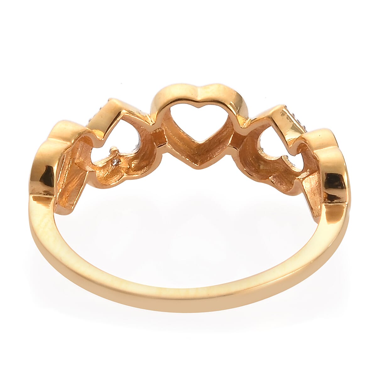Diamond Hearts Ring in Yellow Gold and Platinum Overlay Sterling Silver