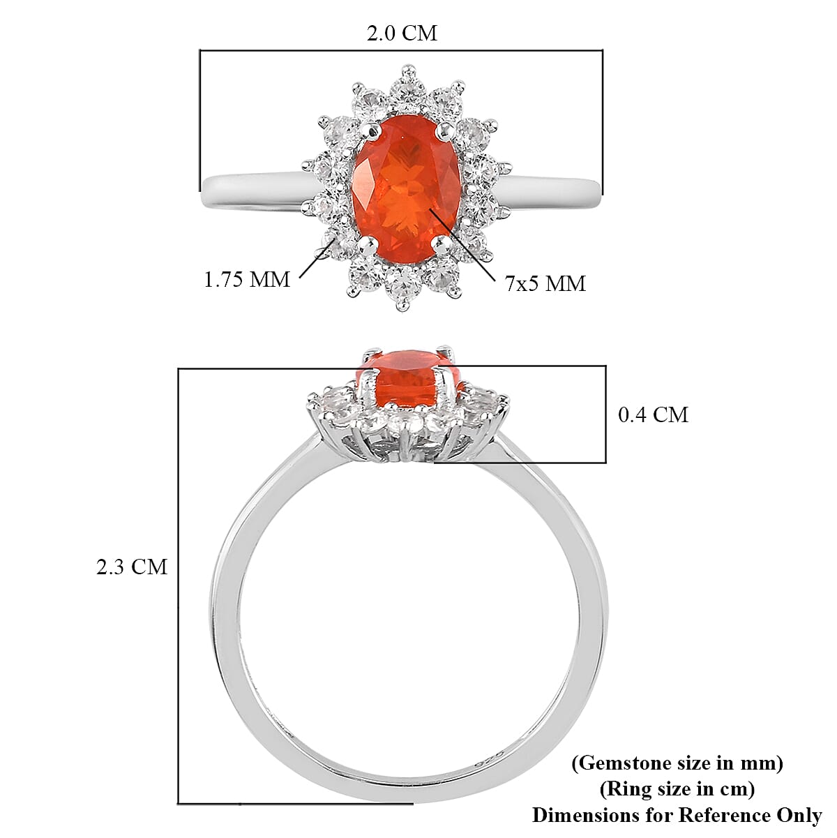 Crimson Fire Opal and Natural Cambodian Zircon Halo Ring in Platinum Overlay Sterling Silver 1.00  Ct.