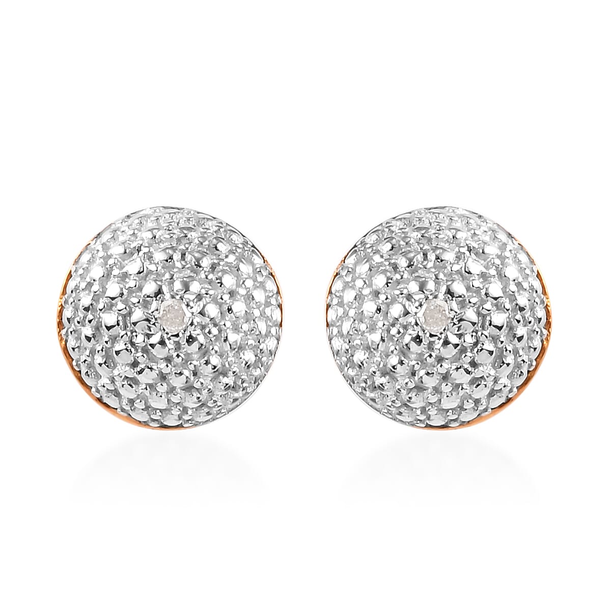 Diamond Stud Earrings (with Push Back) in 14K Gold Overlay Sterling Silver