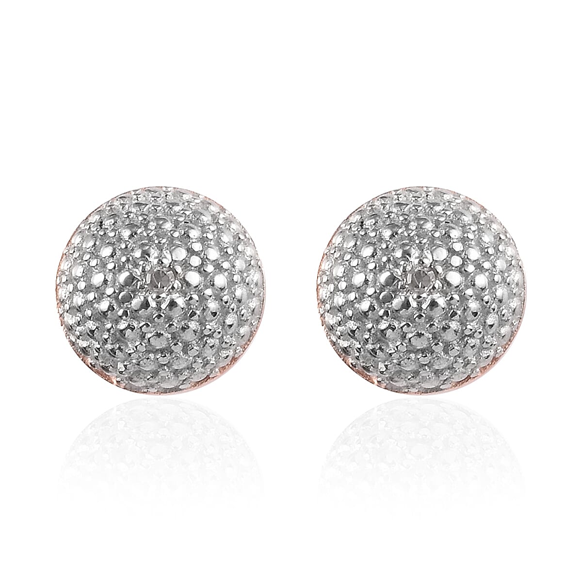 Diamond Stud Earrings (with Push Back) in Rose Gold Overlay Sterling Silver