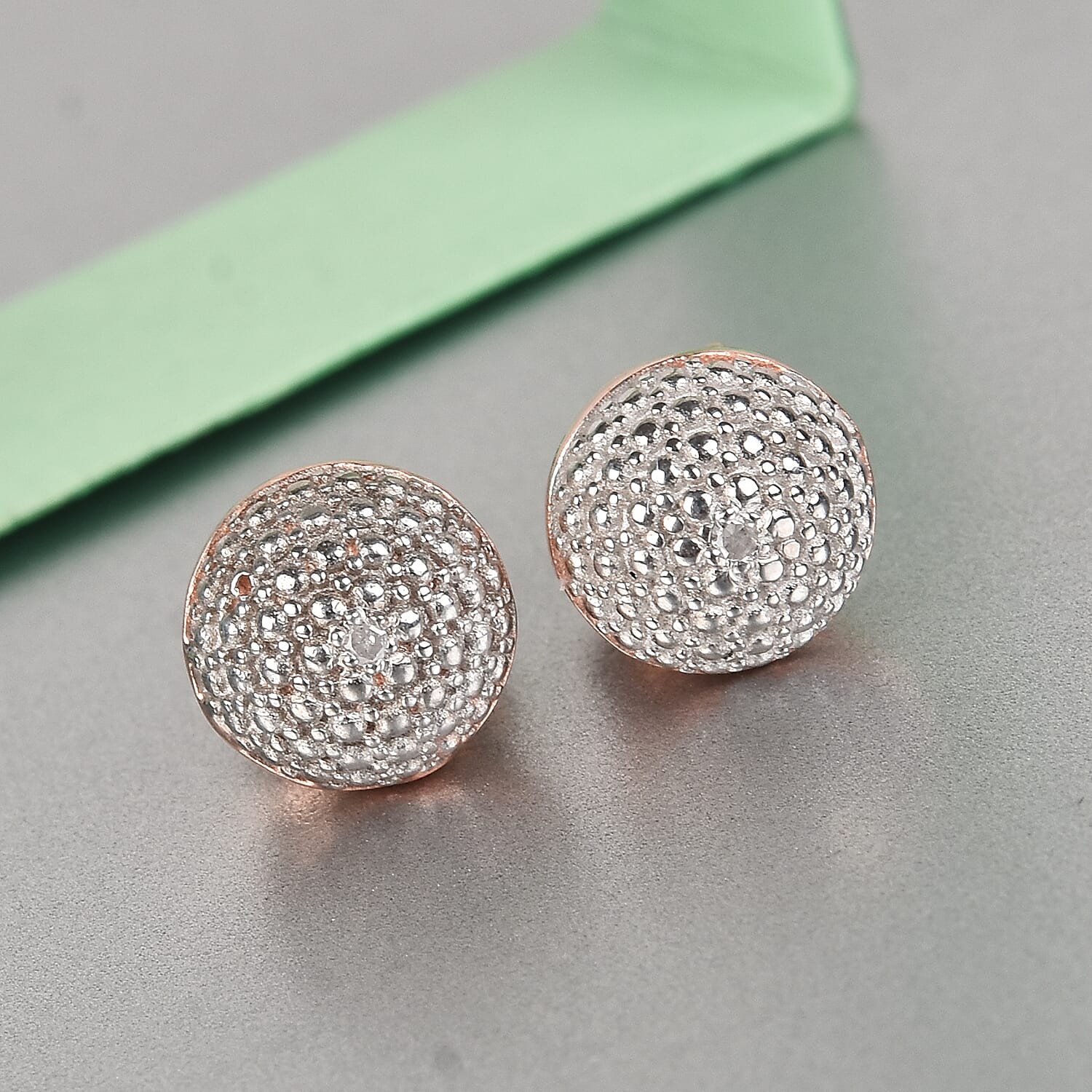 Diamond Stud Earrings (with Push Back) in Rose Gold Overlay Sterling Silver
