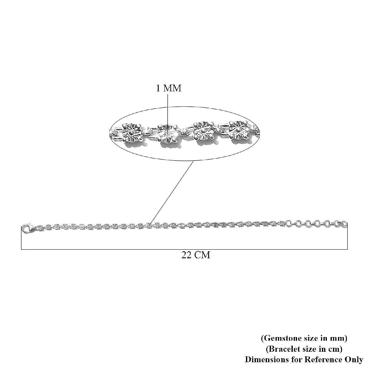 D'Joy Natural White Diamond Bracelet (Size 7) with Lobster Clasp in Platinum Overlay Sterling Silver