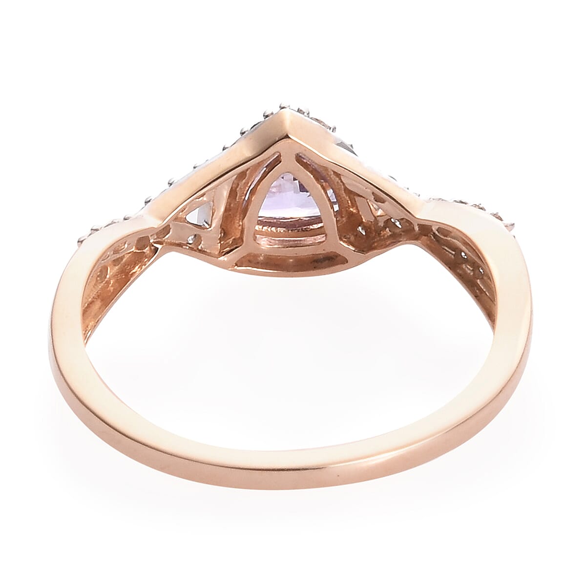 9K Yellow Gold Pink Tanzanite and Diamond Ring 0.75 Ct.